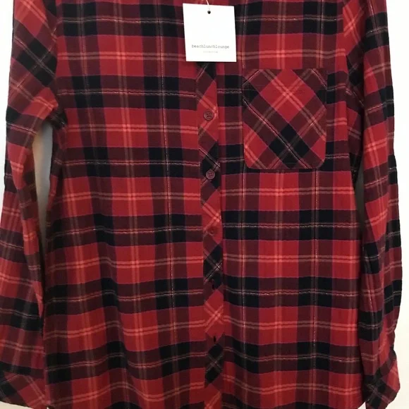 BeachLunchLounge Plaid Button-Up Top - Size S - Picture 2 of 9